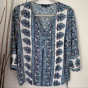 Saint Tropez West Top Floral Blue Women’s Size Small